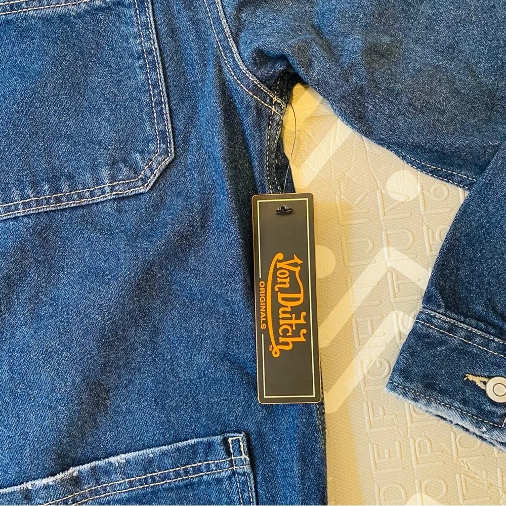 Von Dutch vintage retro embroidered denim shirt jacket Medium